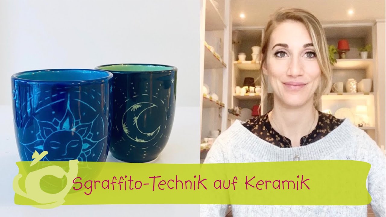 Sgraffito-Technik auf Keramik. pottery art cafe Köln