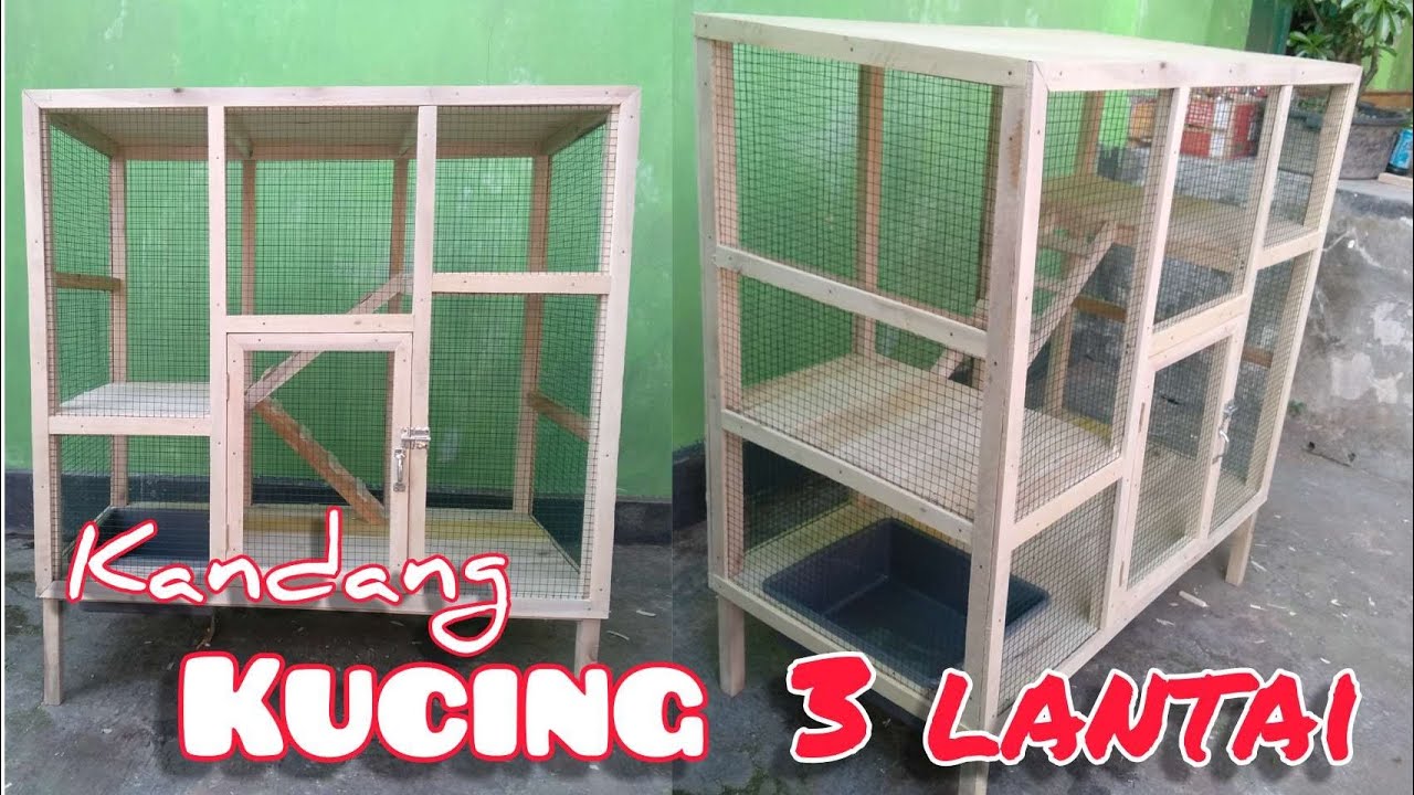 cara membuat kandang kucing tingkat 3 dari kayu