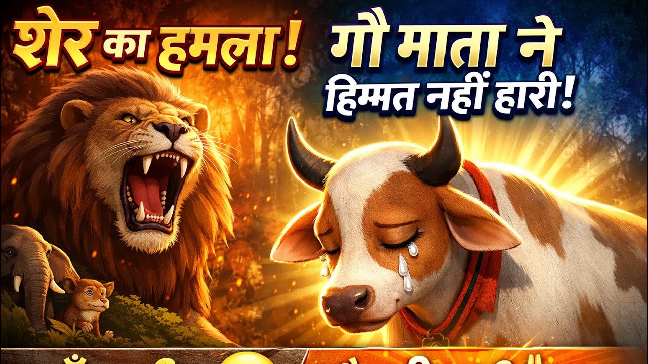 गौमाता का साहस शेर के सामने 🥲