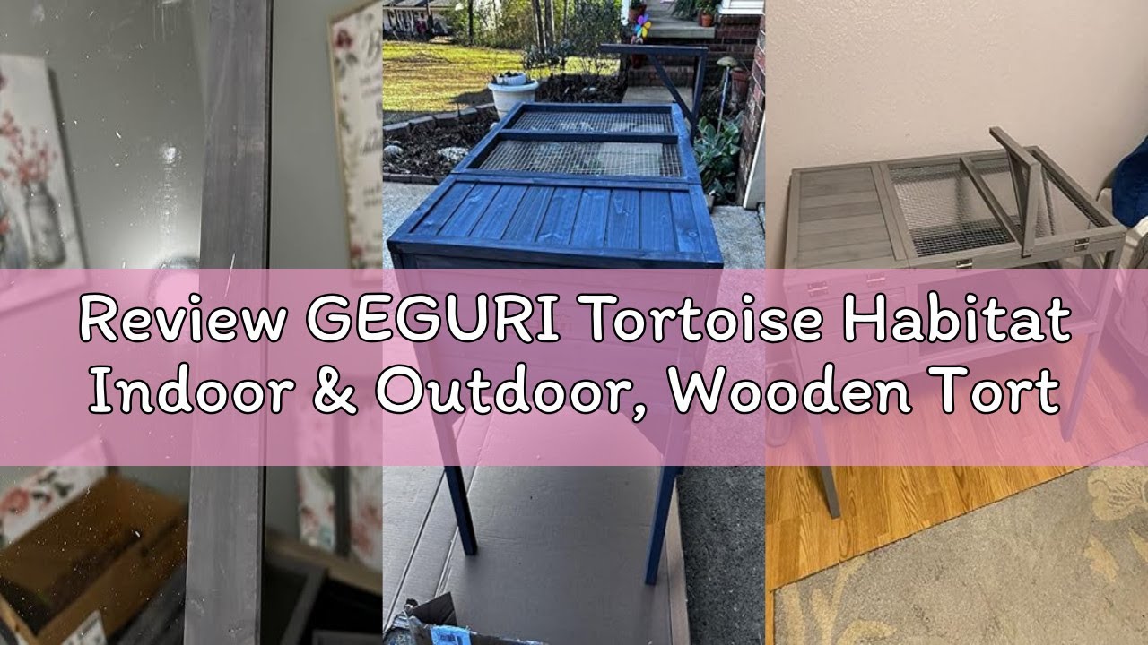 Review GEGURI Tortoise Habitat Indoor & Outdoor, Wooden Tortoise House with Detachable Legs, Reptile