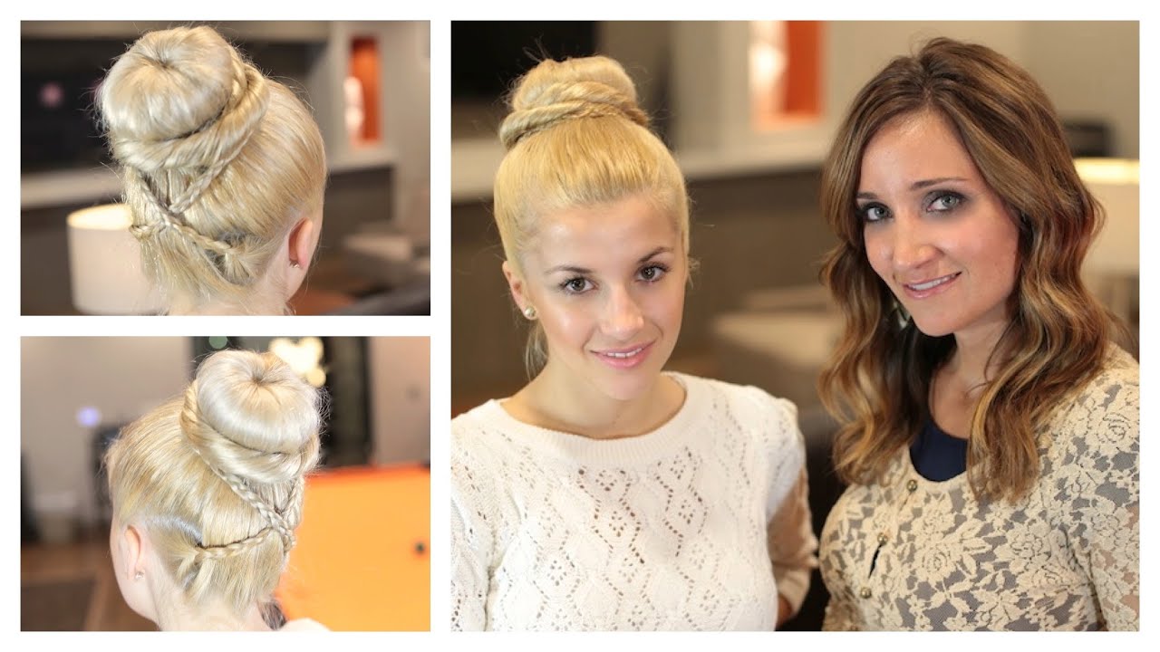 Cross-Braid Sock Bun | Guest EveliniCutza | Cute Girls Hairstyles