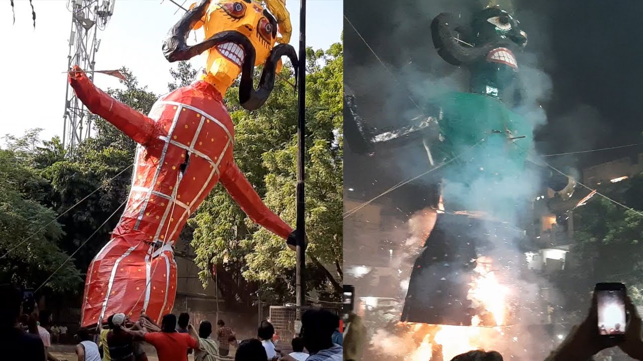 ravan dahan ravan burning ravan burning video dussehra 2021 tallest ravan dahan biggest ravan delhi