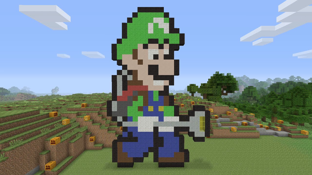 Minecraft Pixel Art - Luigi from Luigi's Mansion