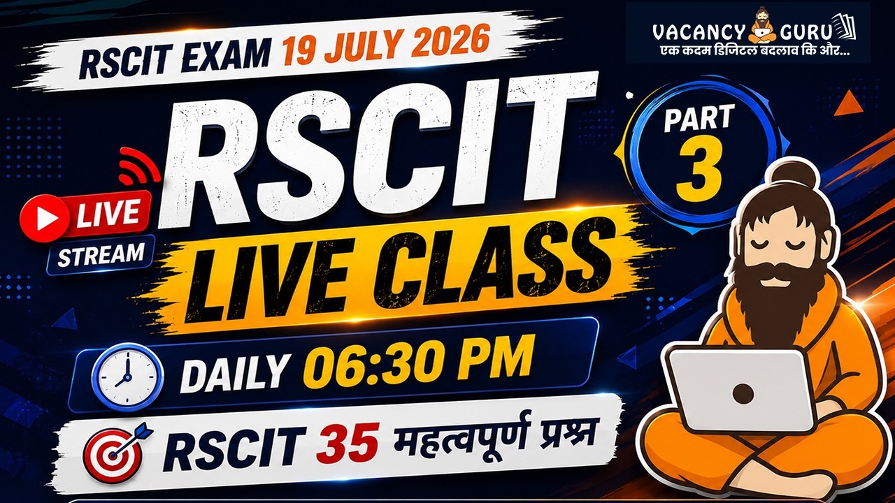 RSCIT Live Class 03 RSCIT Exam Important Questions 2026 RSCIT Computer Course RSCIT Exam 19 July 26
