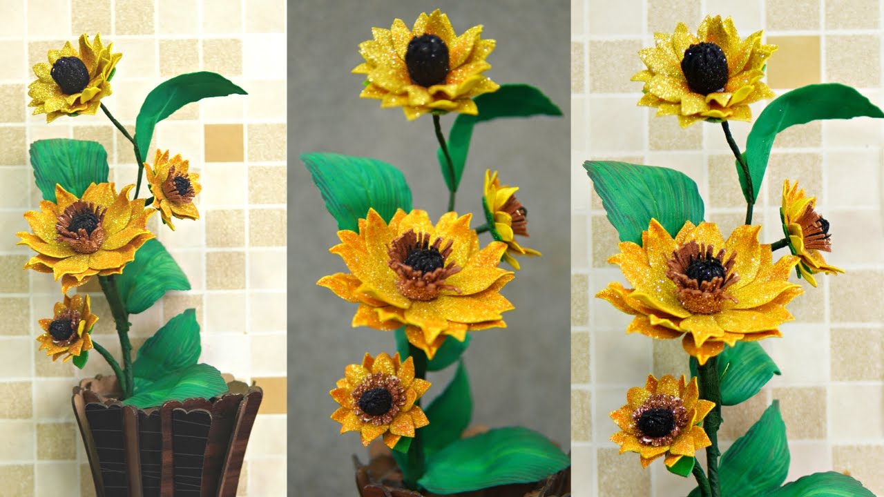 Glitter Fomic Sheet Golden Sun Flowers - DIY Flower Tutorials