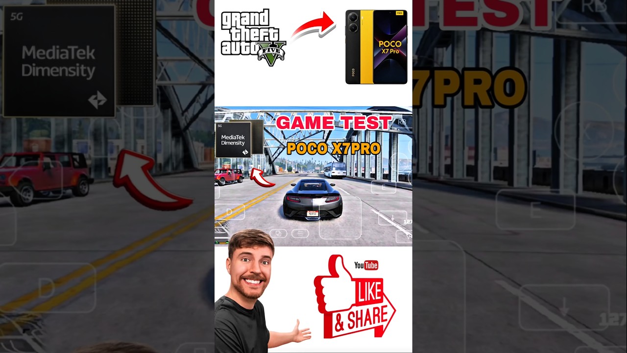 GTA 5 Ultra Graphics Test on POCO X7 Pro | GameHub Real Gameplay 🔥