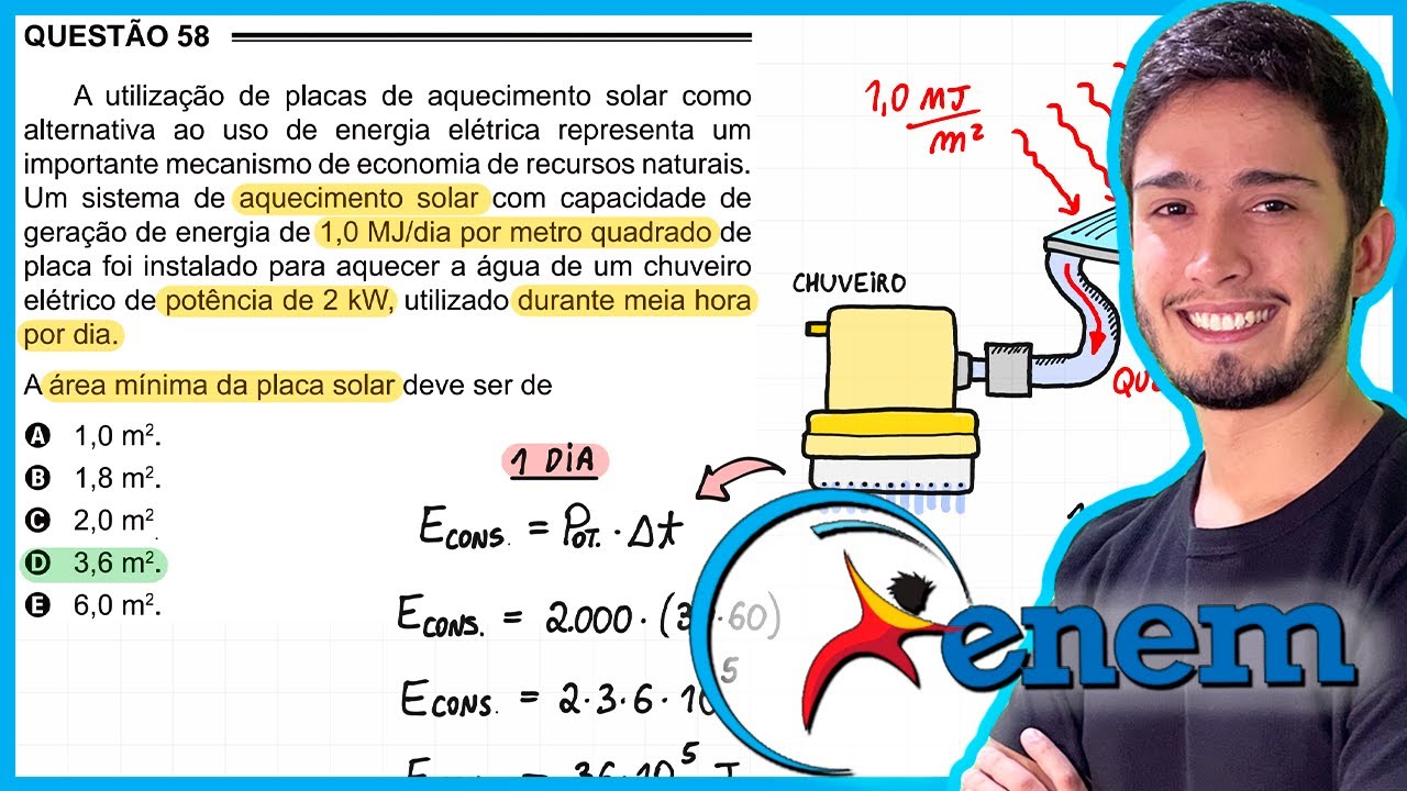 ENEM 2016 PPL - A utilização de placas de aquecimento solar como alternativa ao uso de energia elétr
