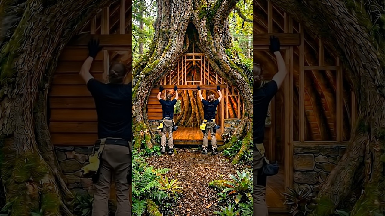 This secret treehouse build is absolutely insane #treehouse #diy #forest