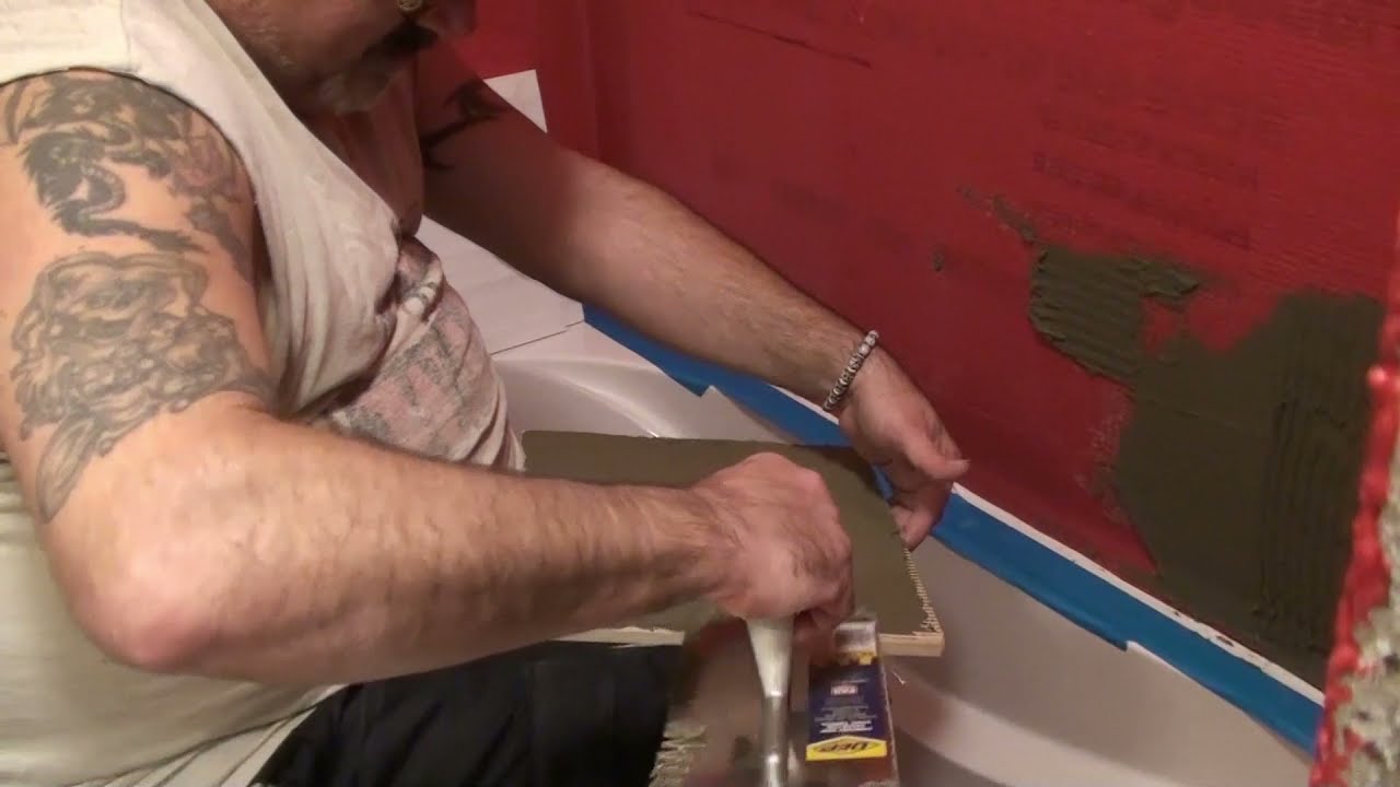 Installing ceramic tile on Shower walls & Mixing mortar
