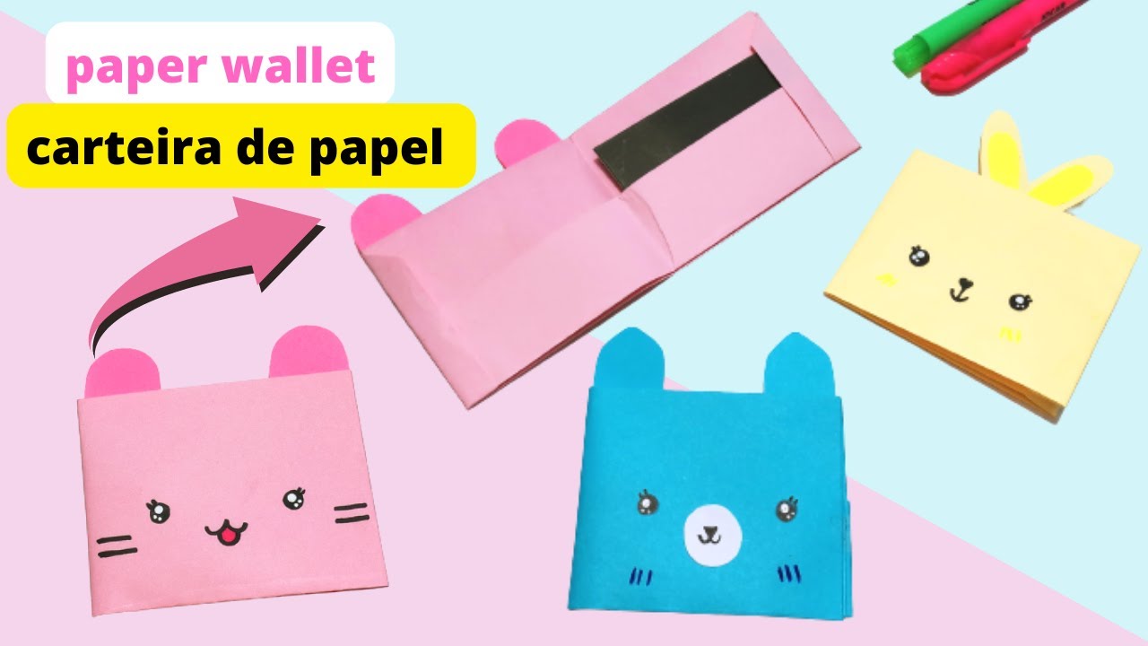 como fazer Carteira de papel de coelho, gato e cachorro|origami |How to make paper wallet
