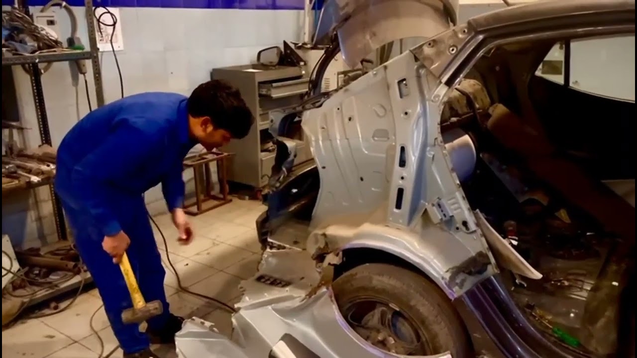 Hyundai Aura quarter panel change 🧑‍🔧 dent paint 🫟👍