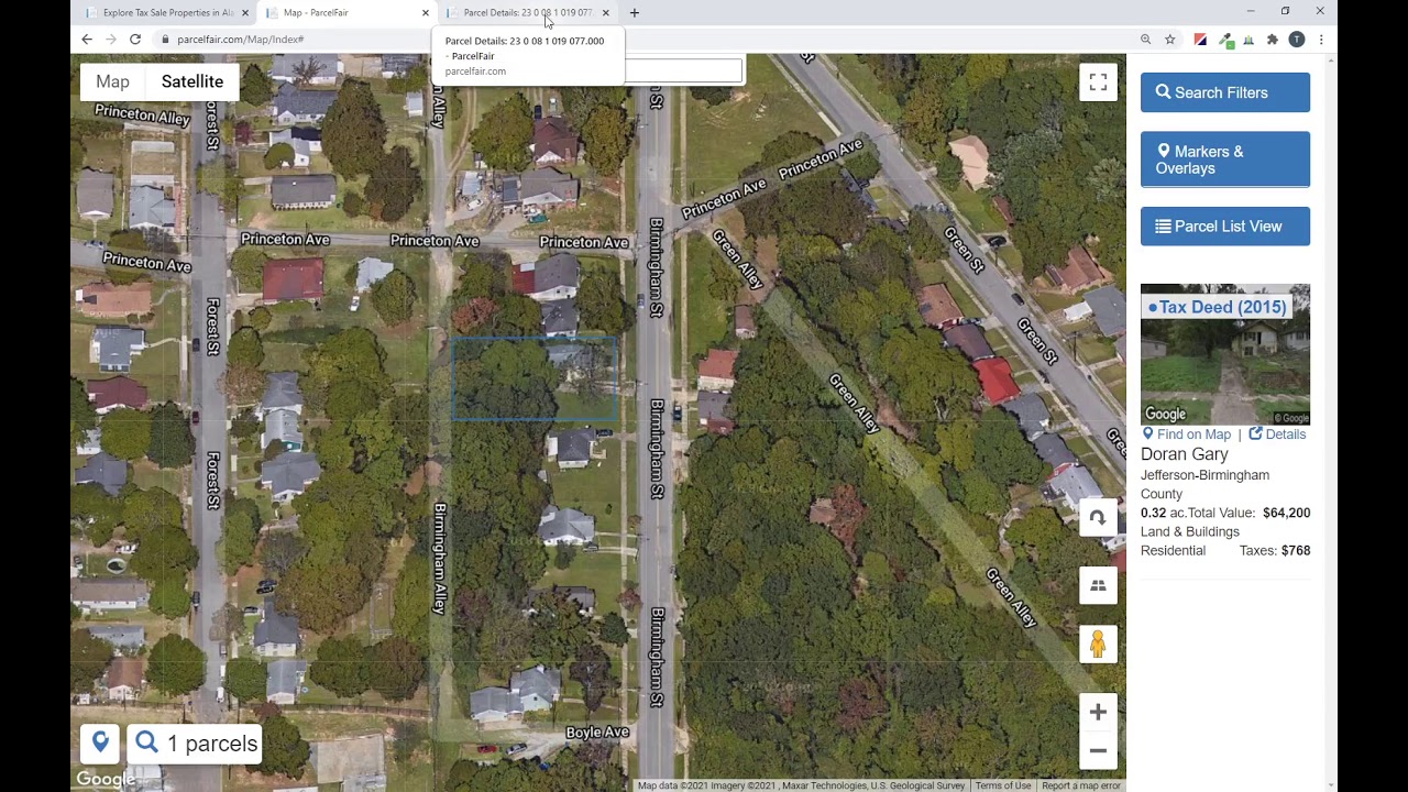 Searching by Parcel Number for Tax Delinquent Properties in Alabama