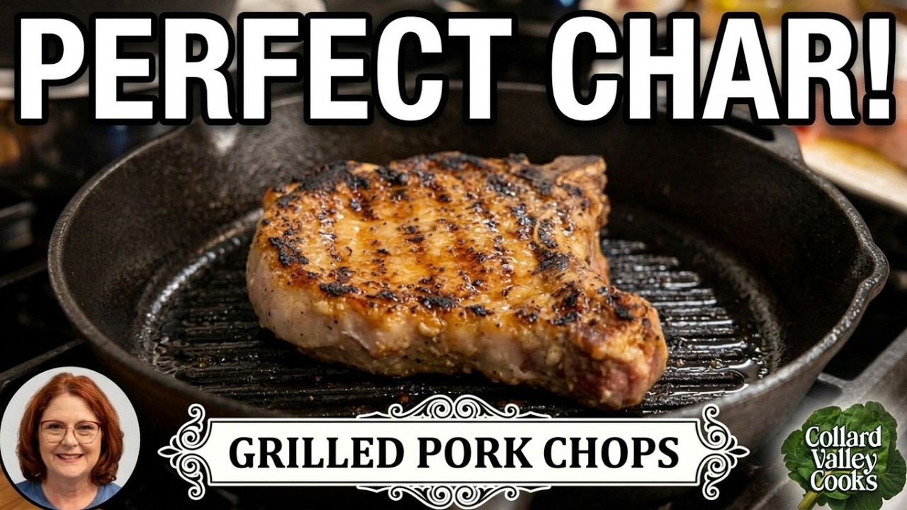 How to Grill Pork chops Indoors, Lodge Grilled Pork Chops 😋