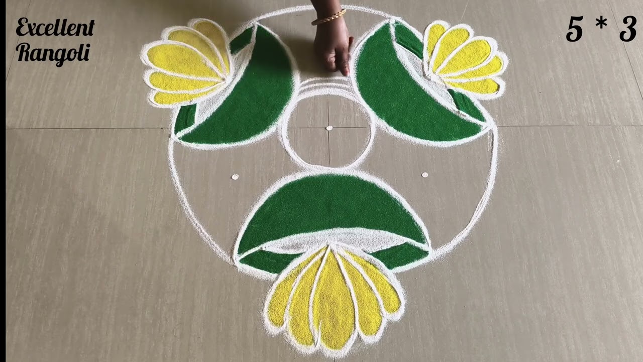 🌺 Unique 3D rangoli🌺5*3 dots poo kolam #trending #new #viral #popular #video @excellentrangoli