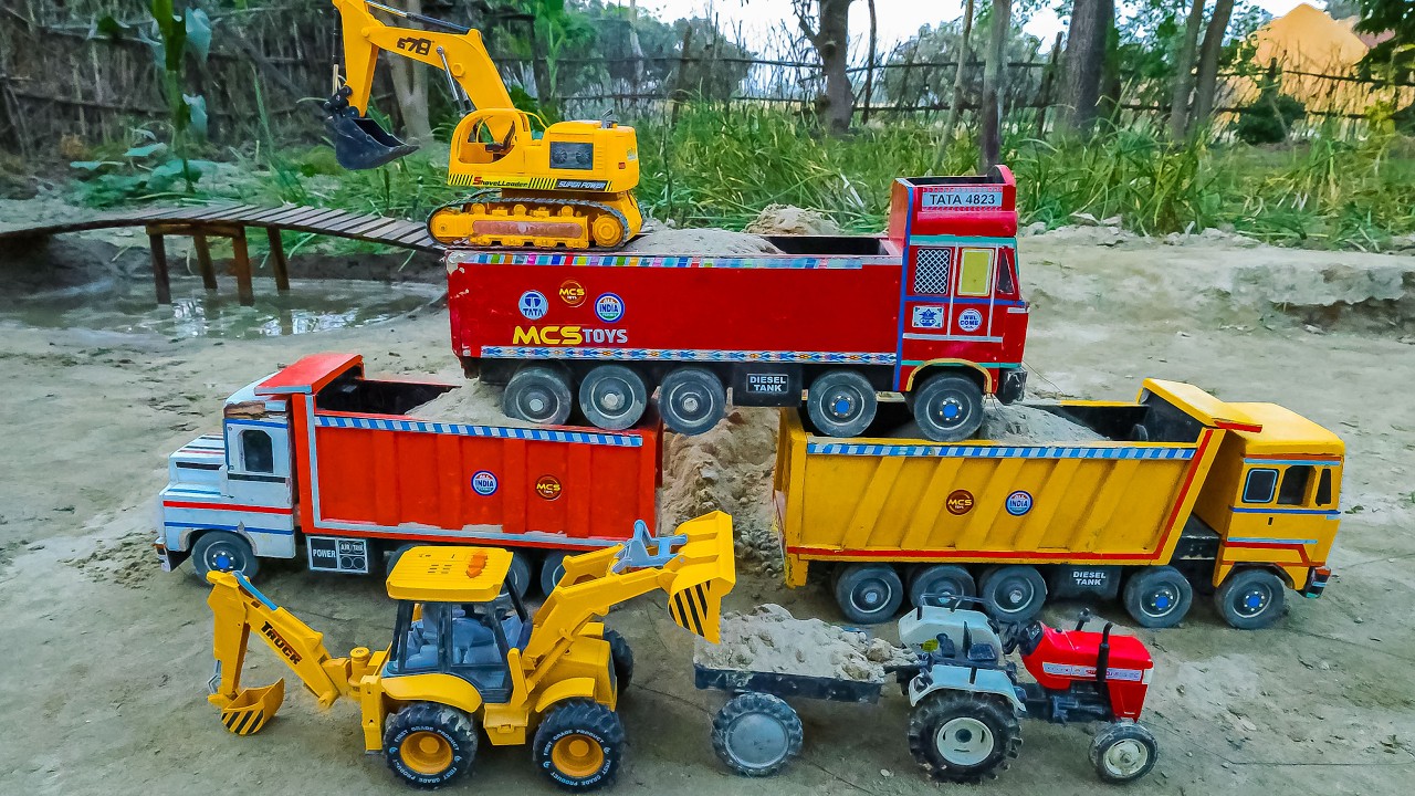 Tractor JCB Gadi Digging Mud Loading Dumper Construction Vehicles Cartoon | JCB ki Khudai ?