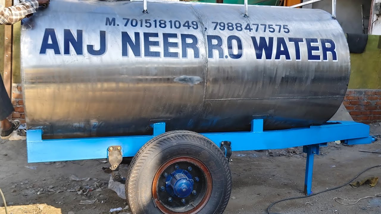 SS 304 WATER TANKER 4000 LTR. WITH TWO WHEEL CHASSIS 6
