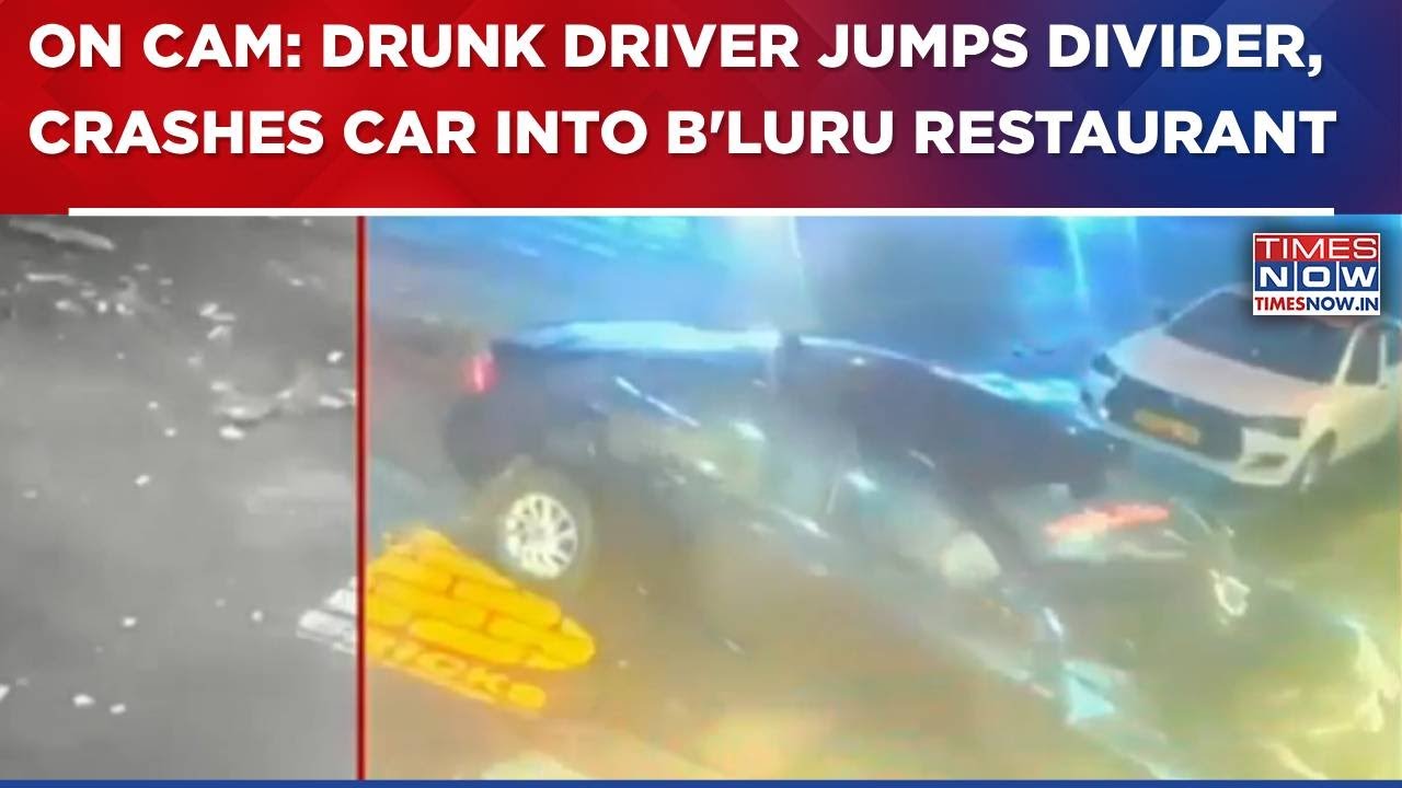 Bengaluru: Drunk Driver Jumps Divider, Crashes Car Into Restaurant; Pedestrians Narrowly Escape