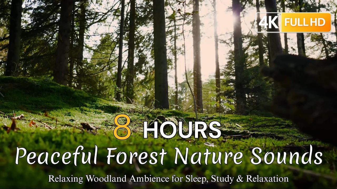 8 Hours Peaceful Forest Nature Sounds 🌲 Relaxing Woodland Ambience for Sleep, Study & Relaxation