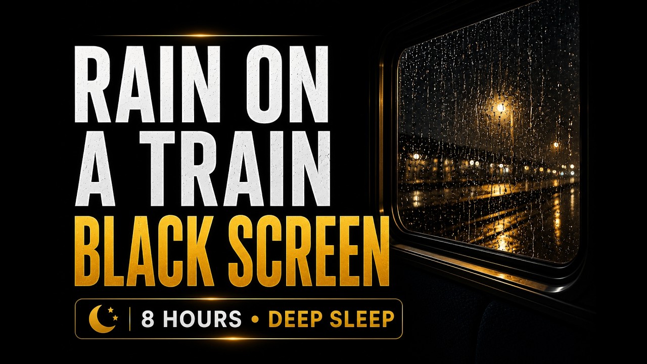 Rain on A Train (Black Screen) | 8 Hours Sleep Sounds No Ads