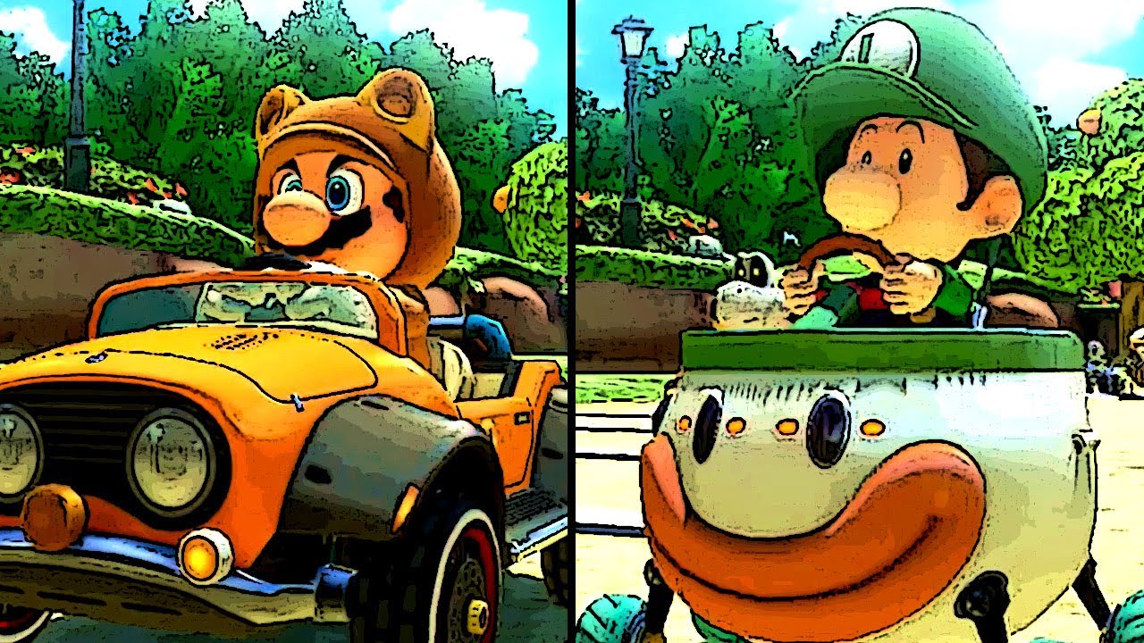 Mario Kart 8 Deluxe - Multiplayer - Tanooki Mario vs Baby Luigi (Crossing Cup 100cc)