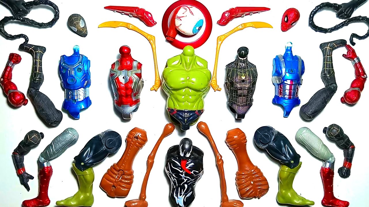 Игрушки Мстителей: Веном от Marvel, Капитан Америка, Человек-паук, Сиренейхед, Халк, Черный Челов...