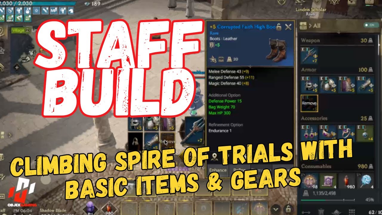 LordNine Spire of Trials with Basic Gears & Items | Staff Build