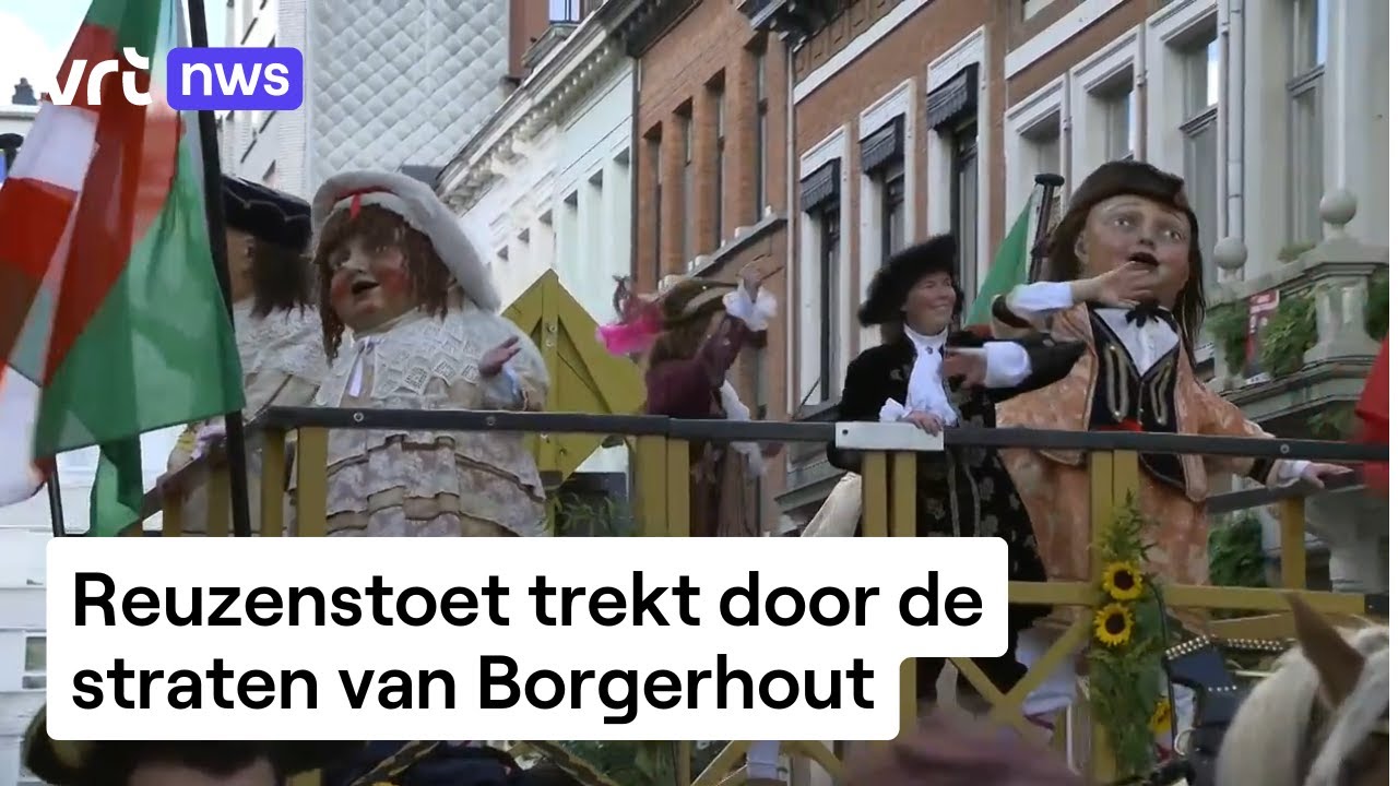 Feest in Borgerhout met de Reuzenstoet, een traditionele stoet met enkele eeuwenoude figuren