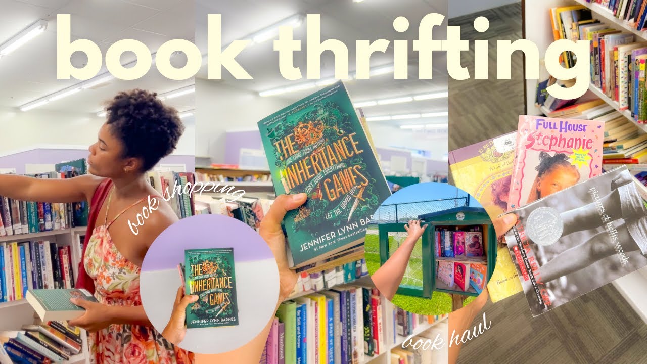 let’s go thrifting for books 🦋 book shopping + haul, filling free libraries, HUGE book unhaul