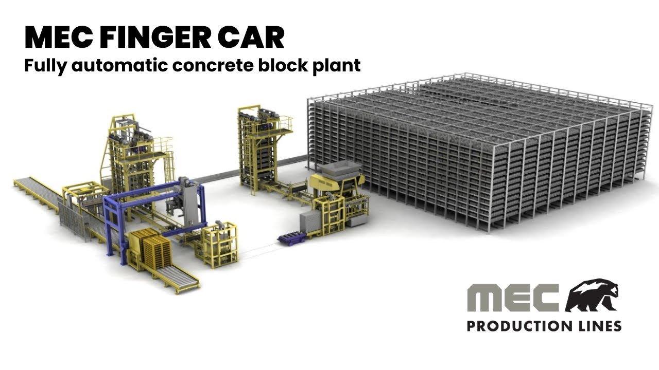 MEC FINGER CAR masonry block plant | Automated Concrete Block Handling & Transport | Mecmetal