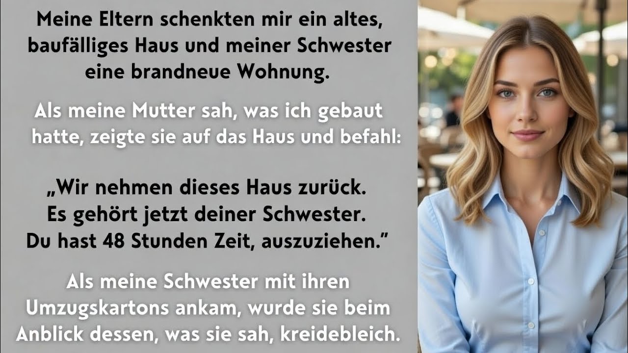Meine Eltern gaben mir ein altes, verfallenes Haus meiner verwöhnten Schwester eine schicke Wohnung