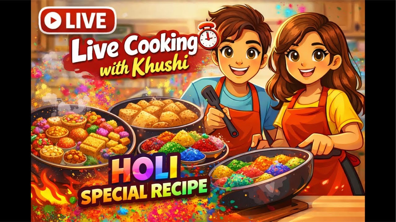 🔴 Holi Live Cooking with Khushi | Tasty & Easy Home Recipe #live #cooking #food #shotrs #Holi