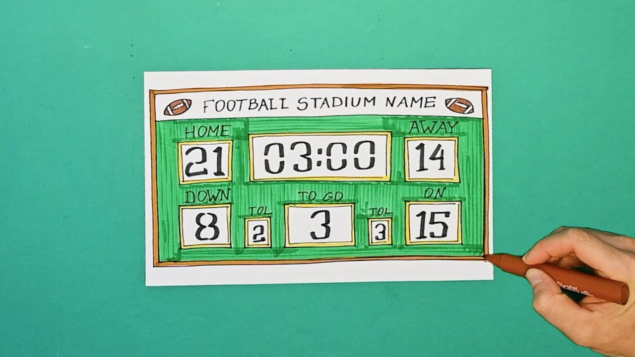 How to draw an American football stadium scoreboard