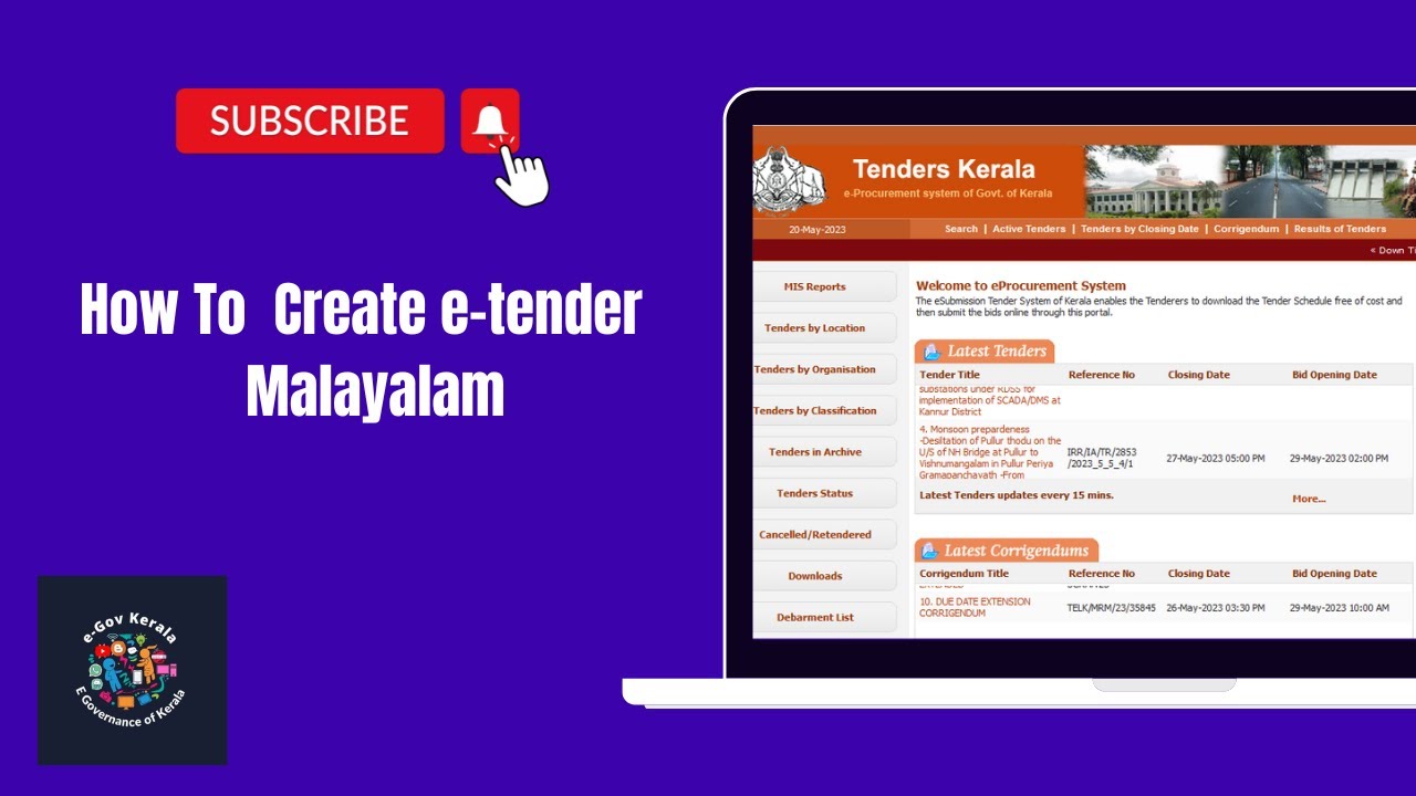 How to Create and Publish e-Tenders #malayalam  #kerala #etendering