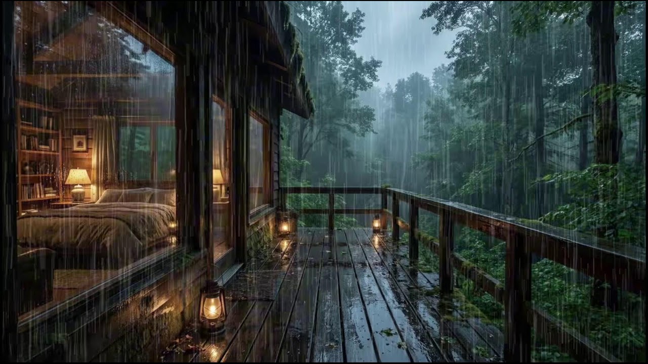 Night Rain at a Warm Forest Cabin 🌧 Gentle Rain Sounds for Deep, Restful Sleep