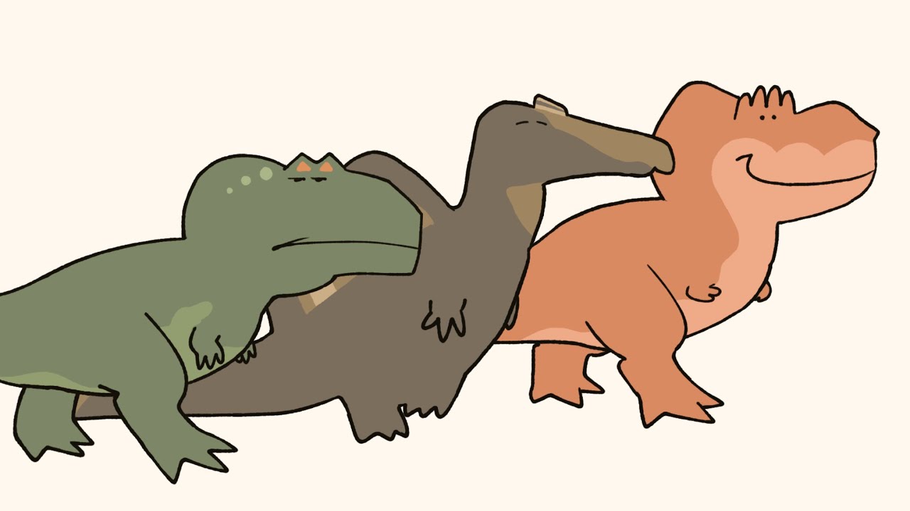 T rex, spino, giga (Animation)