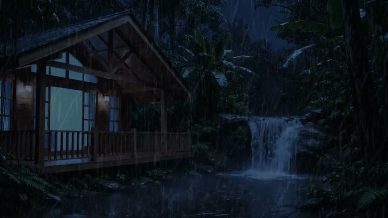 YOU’LL FALL ASLEEP IN MINUTES 🌧️ Heavy Rain on a Hidden Forest River House — ASMR