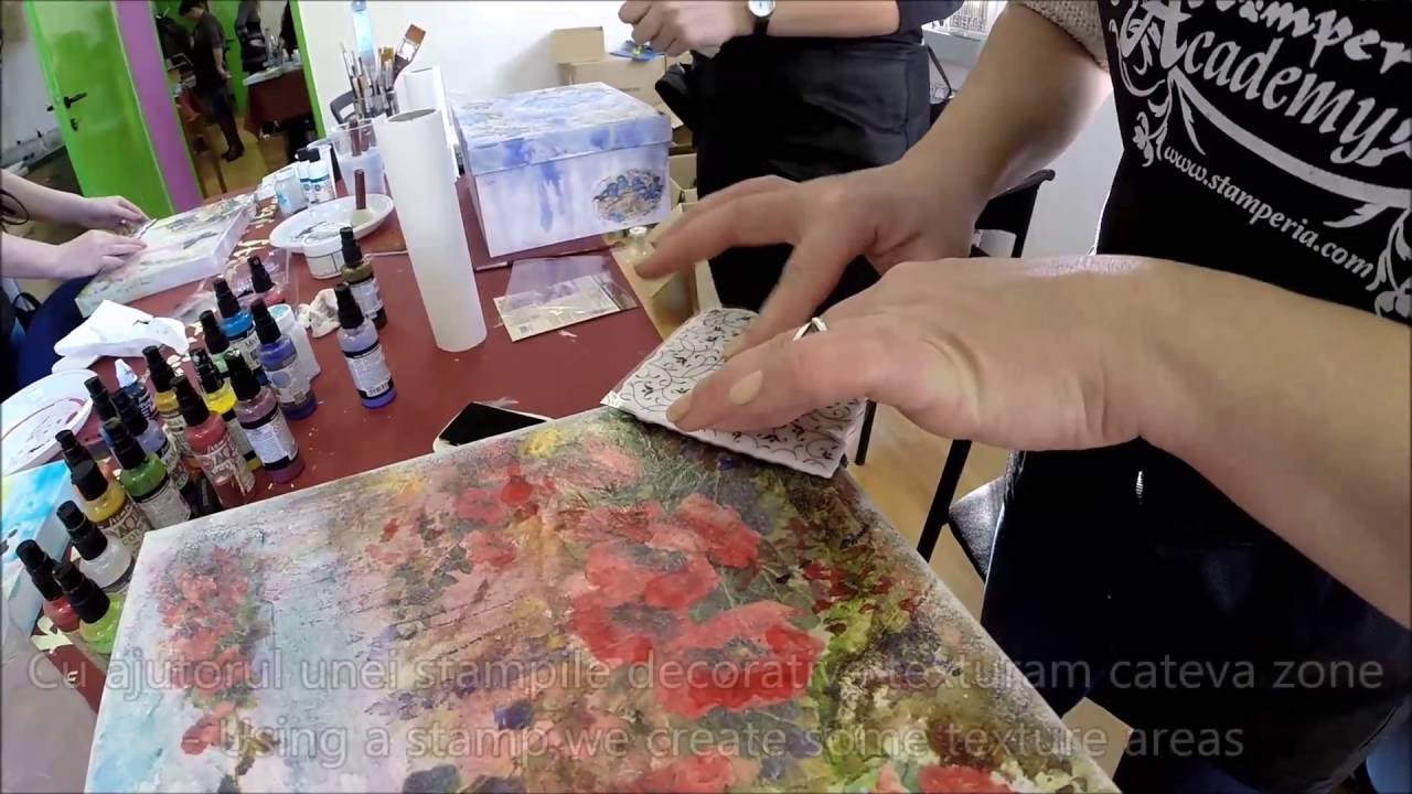 Tutorial Decupaj - Box with poppies - Cutie cu maci