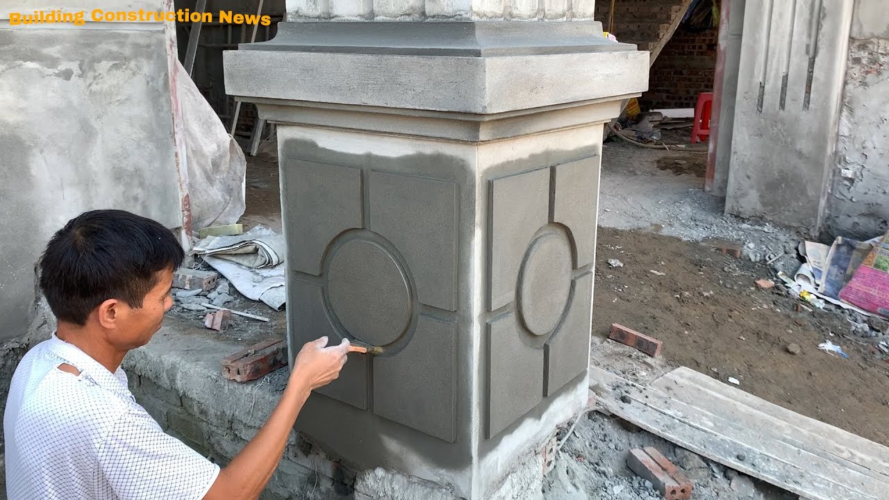 How To Build Beautiful And Creative Porch Columns Using Sand And Cement Bricks - Great Construction