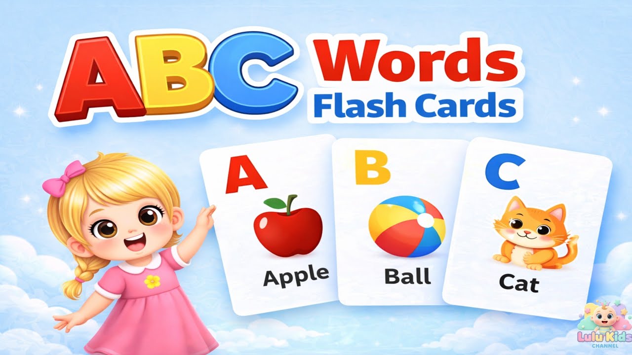 ABC Words Flash Cards for Kids | Learn A to Z with Pictures | Lulu Kids Channel 