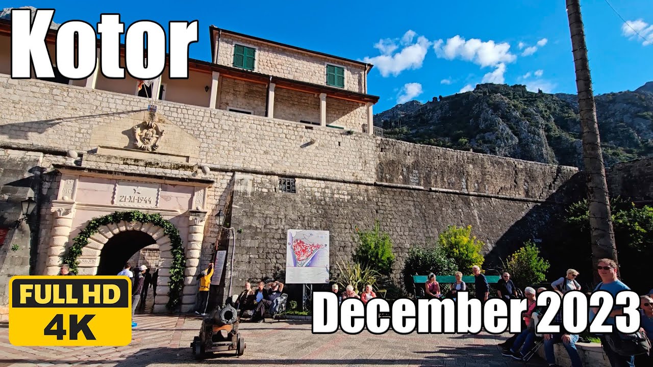 【4K】𝐖𝐀𝐋𝐊 ➜ Kotor, Old city and city's walls, December 2023