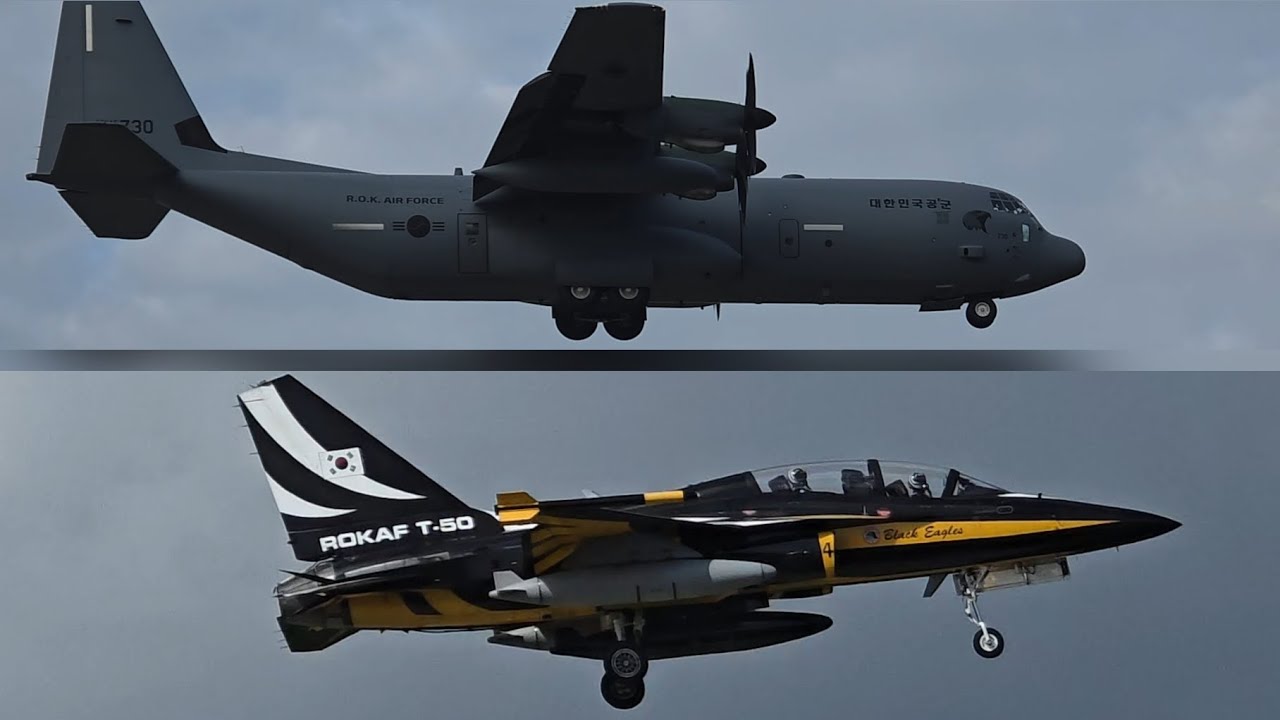 C-130 & T-50 Black Eagle của không quân Hàn Quốc trở lại Đà Nẵng sau trình diễn ở Ả Rập