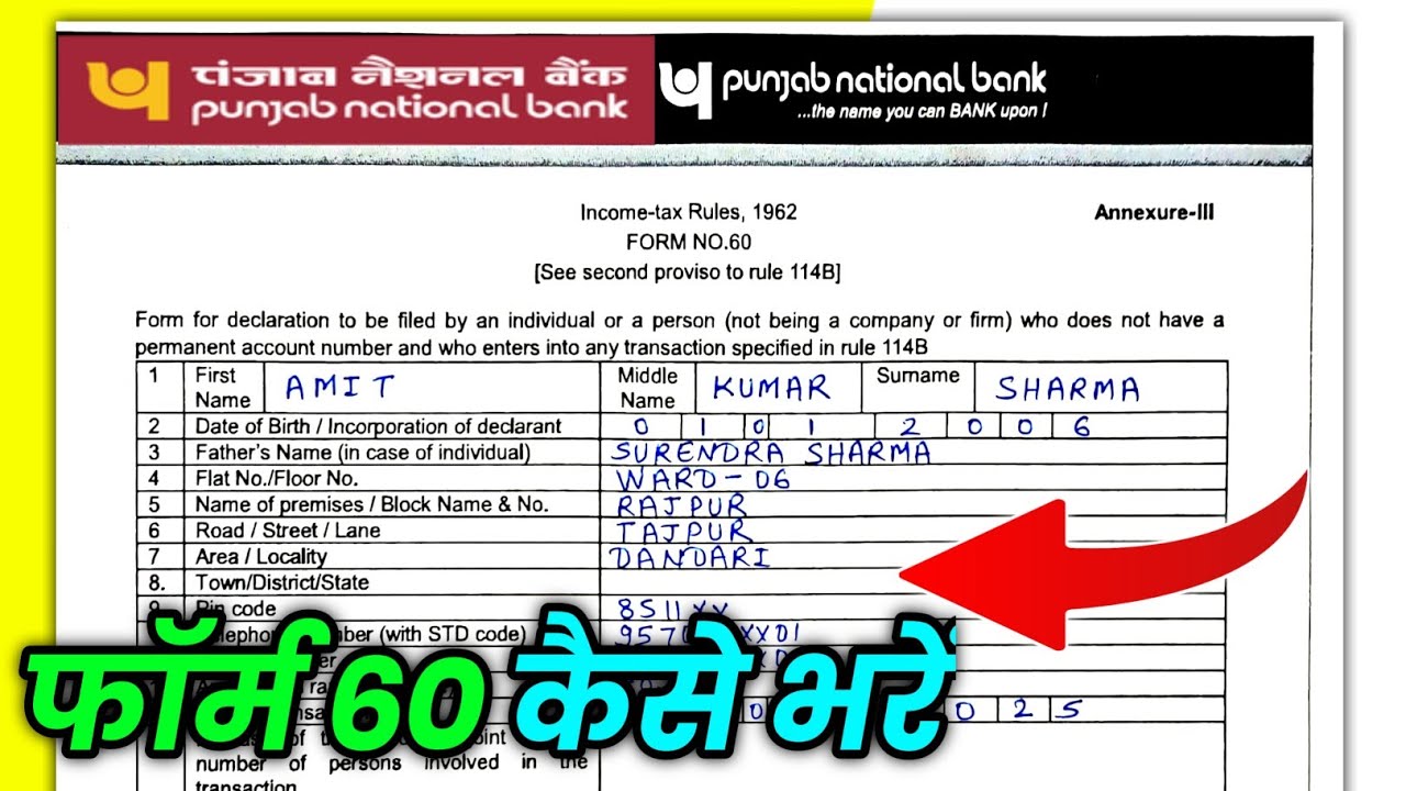 pnb form 60 kaise bhare | from 60 form fill up pnb bank | pnb account open form kaise bhare