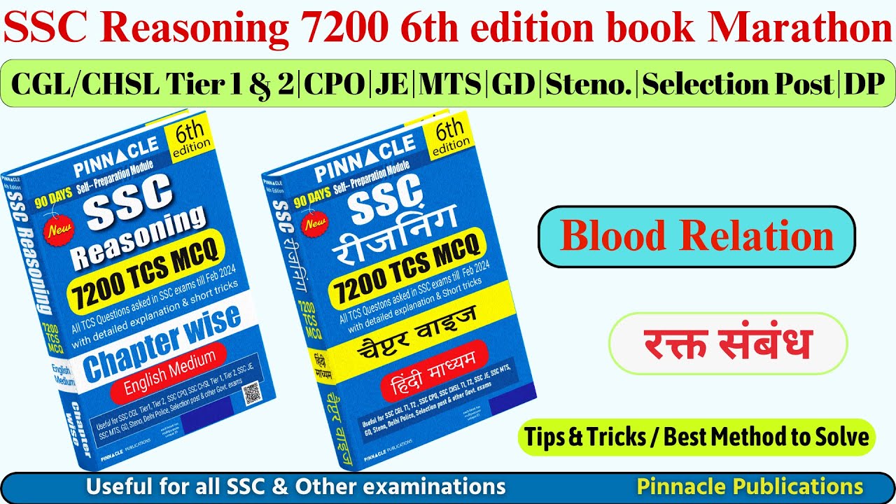 SSC Exams 2024 || Blood Relation Marathon || SSC Reasoning 7200 6th edition Book & Video Course