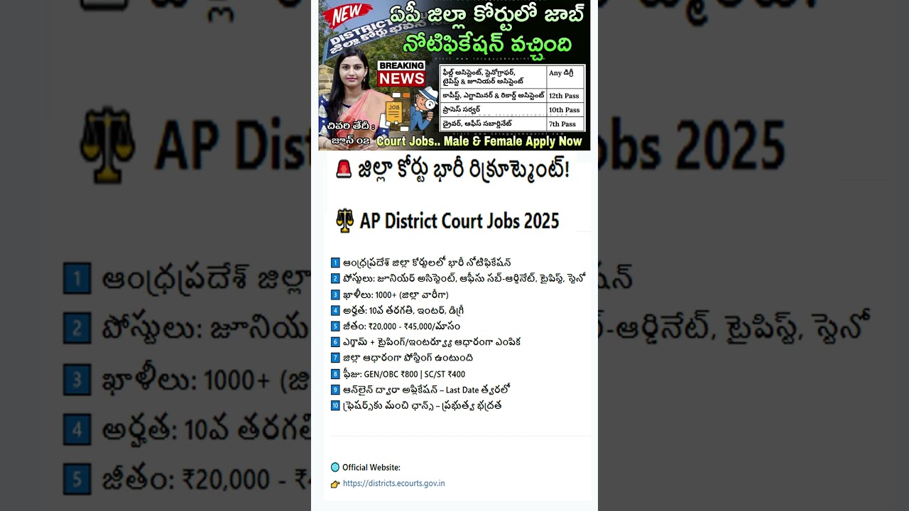 🚨జిల్లా కోర్టు భారీ రిక్రూట్మెంట్ || AP District Court Jobs 2025 || Latest Govt Jobs |Express Career