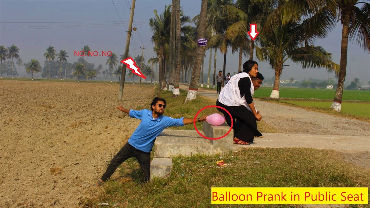 Balloon Prank in Public Seat  Popping Balloon In Seat Prank  WITH Girl