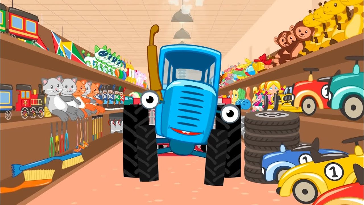 The blue tractor 🚜 - Shopping fun -  kids song