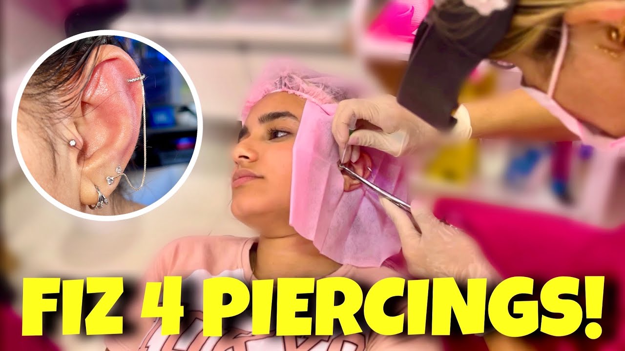 FIZ 4 PIERCINGS DE UMA VEZ! *não doeu nada*