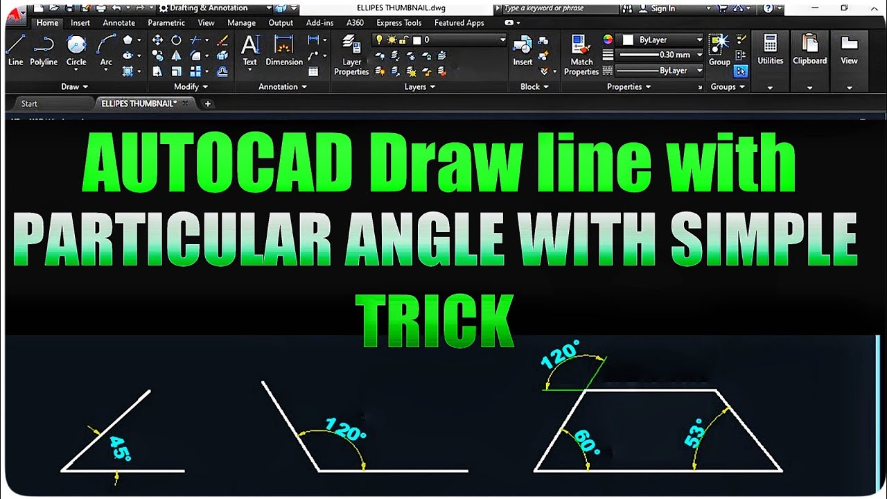 AutoCAD How To Draw line At angle with Simple Trick || #tipsandtricks #autocadtipsandtricks