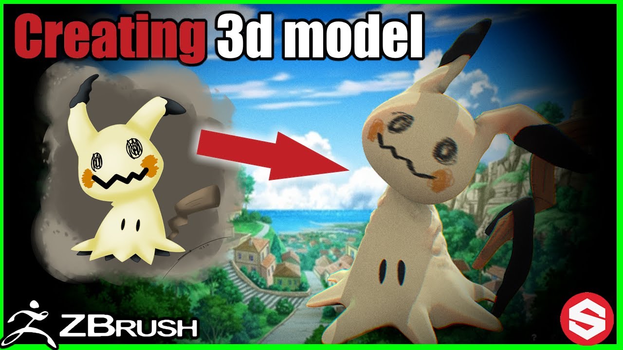 Creating 3d model Mimikyu Pikachu in zBrush: Fun Sculpt Pokemon