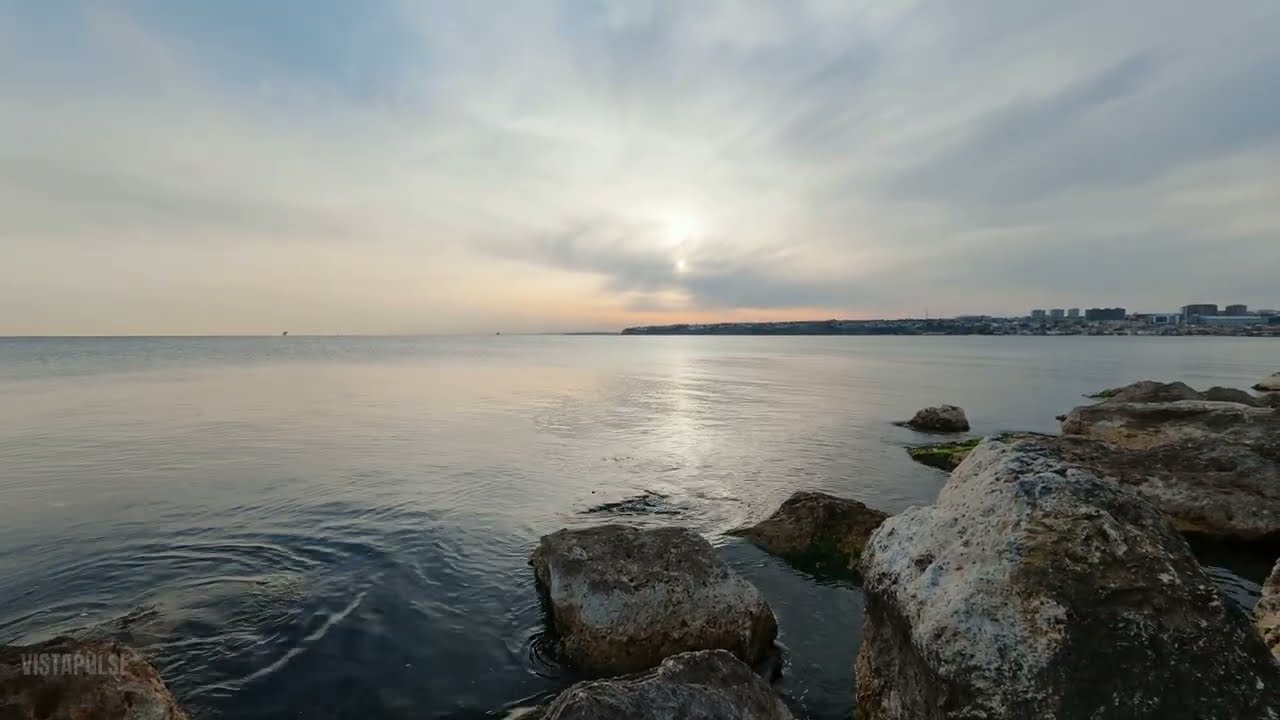 4K Relaxing Sunset at the Rocks - Ocean Sounds & People Watching (ASMR Nature Escape)